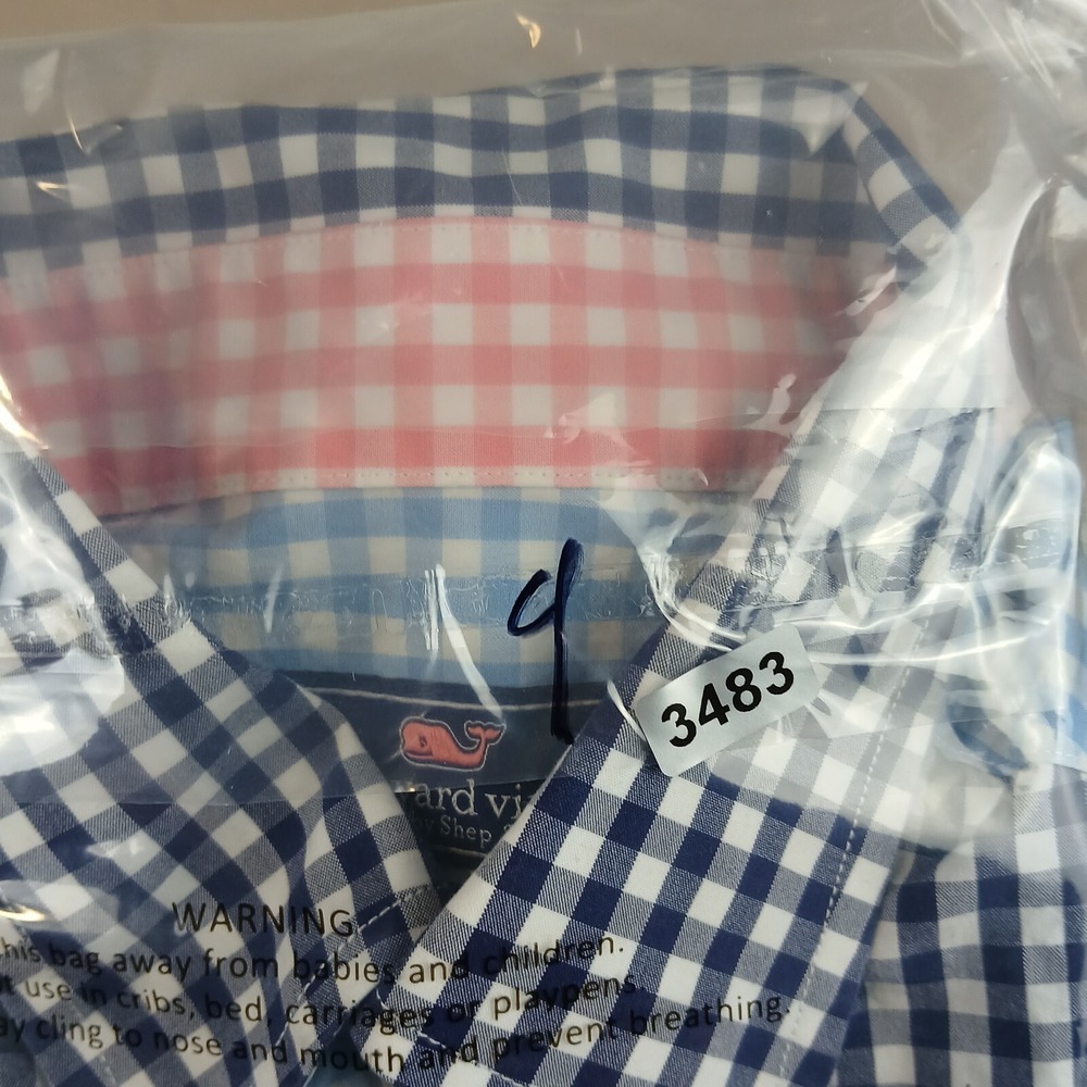 Vineyard Vines Small Mens Shirt Button Down Long Sleeve Slim Whale Has Defect - Picture 14 of 14